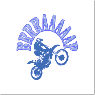 Brrraaaaap Dirtbike Motocross Design In Blue Posters and Art